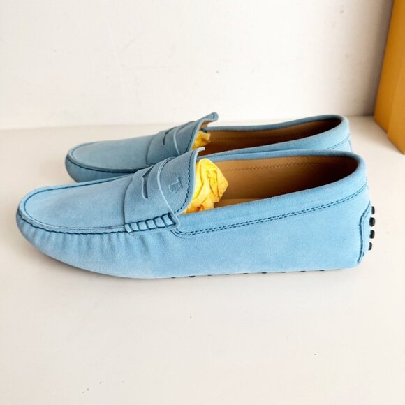 TOD'S Gommino Suede Driving Shoes in Alaskan Blue Size 8.5 - Picture 3 of 7